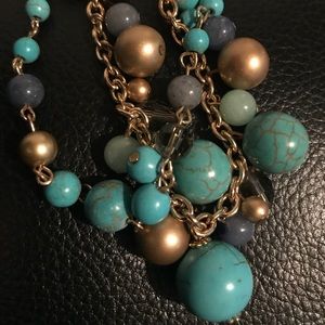 Turquoise and Gold Double Link Bracelet